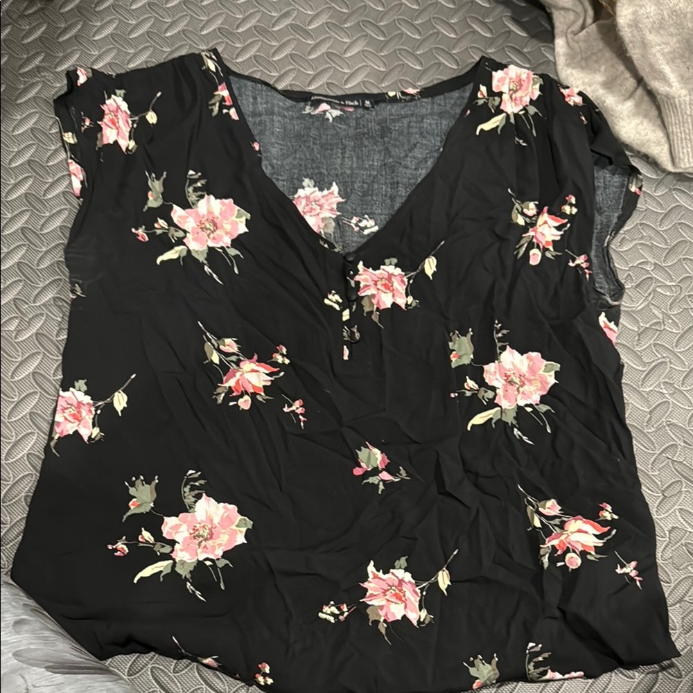 Abercrombie & Fitch Black Floral Blouse